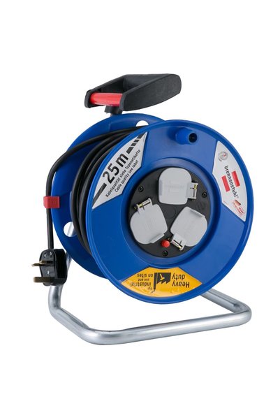 Brennenstuhl Heavy Duty 3-Socket Cable Reel W/Safety Cut Out (25 m, Blue)