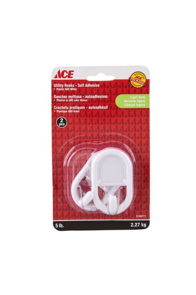 ACE ® Self-Adhesive Hooks (White, Pack of 2)