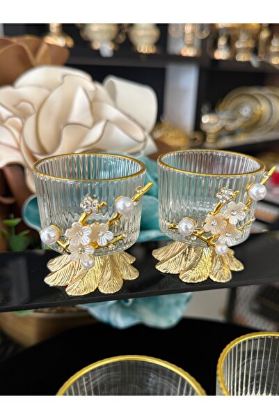 LOKMAN ZÜCCACİYE SHOWROOM 6 Pieces Gold Flower Bronze Metal Footed Coffee or ...