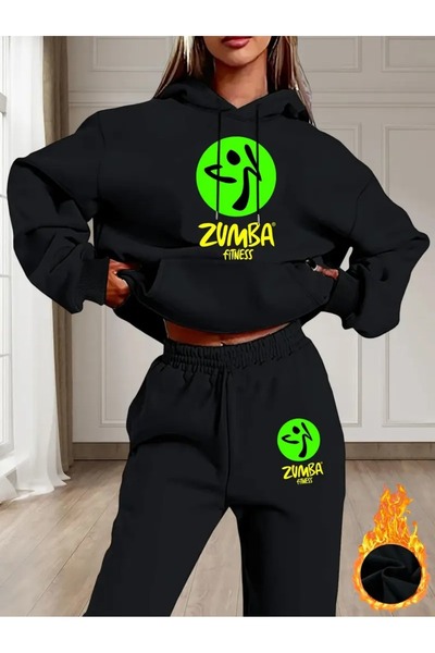 JENOLAN طقم بدلة رياضية نسائية من Zumba Fitness مطبوعة من الأسفل إلى الأعلى م...