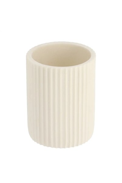 Tendance Polyresin Tumbler W/Rounded Strips (White, 7 x 7 x 9.5 cm)