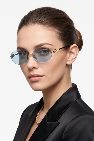 GIORGIO VALENTI Uv400 Protection Inner Antri Refle Coating Oval Rimless Women...