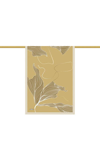 Bursa İpek Mustard Lavin Pattern Crepe Silk Shawl