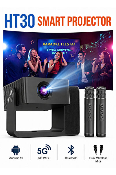 SMART BARRY Smartbarry HT30 Karaoke Projector with Dual Wireless Microphones,...