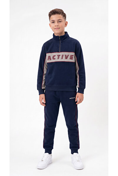 Mışıl Kids Active Printed Striped Boys' Tracksuit Set