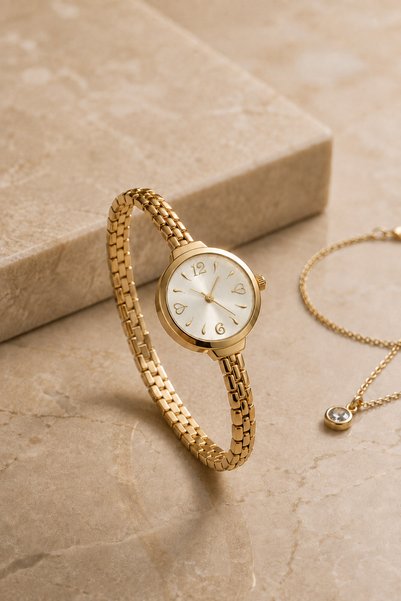 Reddington Women's Pinterest Model Gold Color Steel Strap Wristwatch