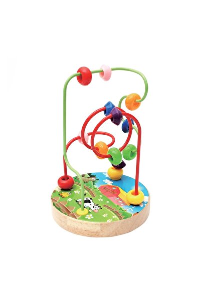 OEM Jucarie Educativa cu Baza de Lemn si Bile 10.5x16cm – animale, labirint