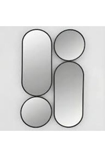Generic Set de 4 oglinzi decorative de perete, 2 ovale și 2 rotunde, cu ramă ...