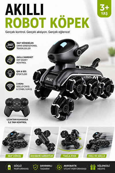 CROW'S TECH Akıllı Robot Köpek 2.4GHz Uzaktan Kumandalı 360° Dönen Akrobatik ...