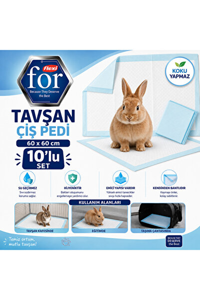 Flexi For Tavşan & Kemirgen Çiş Pedi 60x60 cm – 10’lu Set