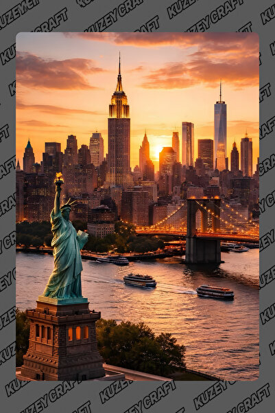 Kuzey Craft New York Özgürlük Heykeli Metal Poster Duvar Tablosu Özel Tasarım...