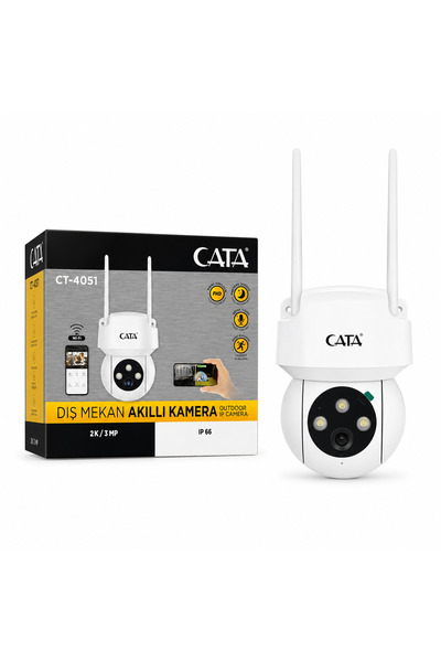 Cata CT-4051 2K 3MP Dış Mekân Wi-Fi Akıllı IP Güvenlik Kamera IP66 Gece Görüş...