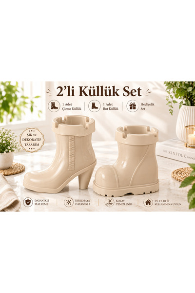 LUCES DESİGN Set de 2 scrumiere pentru cizme și ghete - Set de scrumiere deco...