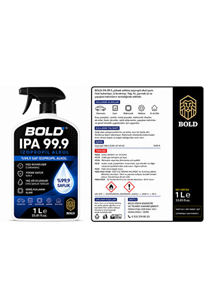 BOLD İzopropil Alkol IPA %99,9 Saf 1 Litre – Temizlik Solventi