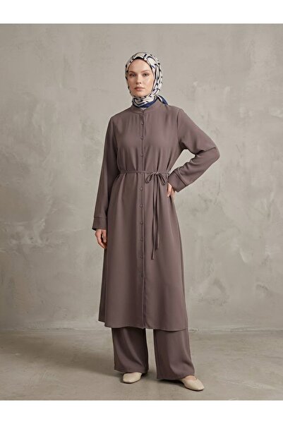 Foremia Fake Cuff Judge Collar Suit - Light Brown