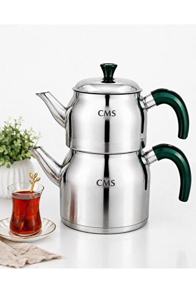 CMS MUTFAK EŞYALARI CMS Sare Aile Boy Yeşil Kulp Çaydanlık 4.5 Litre
