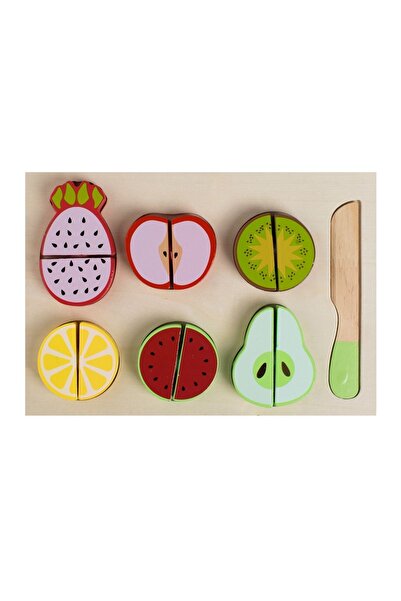 OEM Puzzle educativ din lemn - Set de Joaca din Lemn cu Fructe & Cutit 24,5x1...