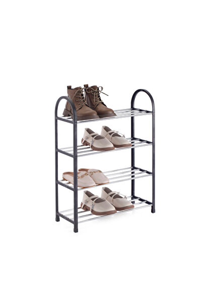 Cuisine Art Iron 4 Tiershoe Rack 50x19x66cm Black Metal Shoe Stand with Multi...