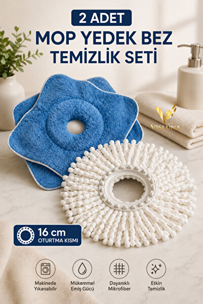 VİSLUNA 2 Adet Mop Yedek Bez – Yeni Nesil Mikrofiber Temizlik Seti Koku Yapmaz