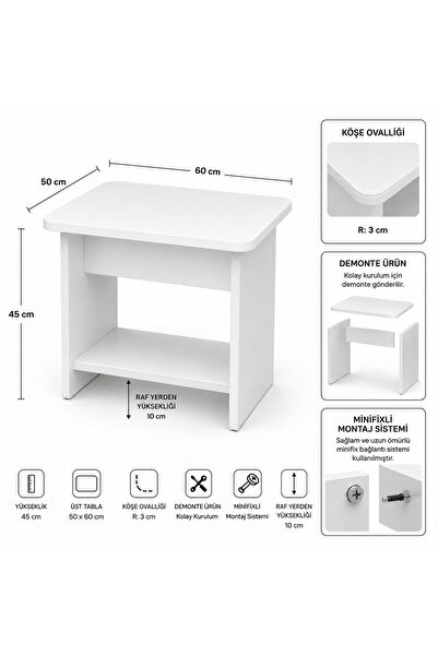 ED Efelez Design Nova Raflı Ofis Sehpası, Raflı Orta Sehpa, Raflı Ara sehpa, ...