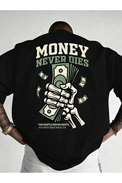 SVART WEAR Money Never Dies Printed Oversize Boxy Cut Unisex 100% Cotton Tshi...