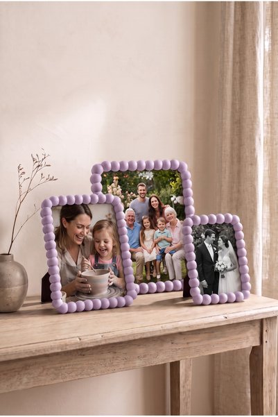 BKShape Perla (10x15 cm) Tek Parça Fotoğraf Çerçevesi Boncuklu Kenar Mat Yüze...