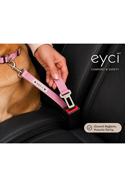 Eyci Yumuşak Dokulu Dayanıklı Araç Emniyet Kemeri Aparatlı Kedi & Köpek Tasma Kemeri