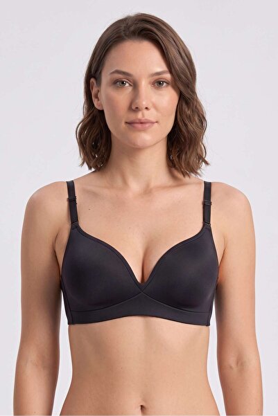 OBJE Women's Black Laser Cut Gathering Bra