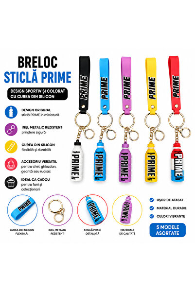 OEM Breloc Sticlă PRIME cu Curea din Silicon și Inel Metalic, 5 Culori Asortate