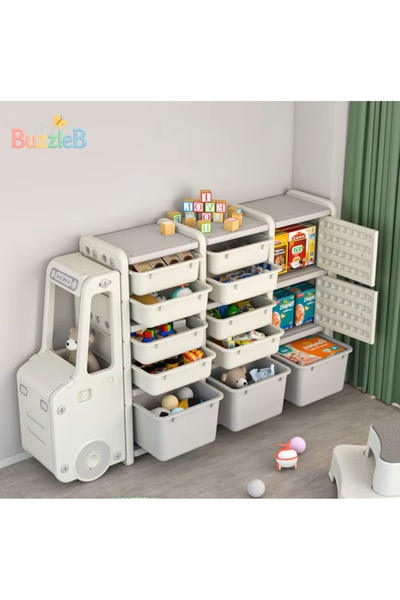 BuzzleB Organizator Jucarii cu 13 Sertare, Design Modern din HDPE, BPA Free, ...