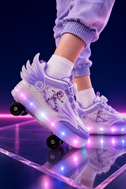 MUGGO WINGS Çocuk Kanat Detaylı Işıklı Patenli Tekerlekli Sneaker Spor Ayakkabı