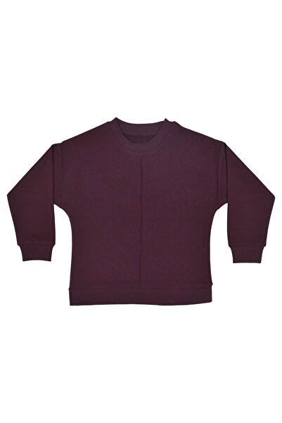 OrganicKid Dusty Rose Kız Çocuk Bordo Dikişli Sweatshirt