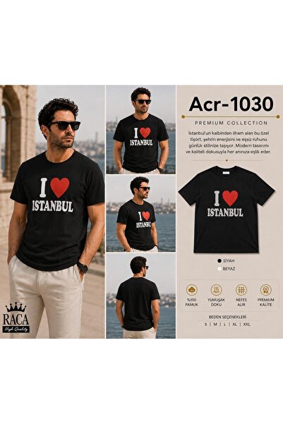 Erkek/Unisex Regular Fit Normal Kesim %100 Pamuklu Yumuşak Dokulu Enjeksiyon İstanbul Baskılı Tişört