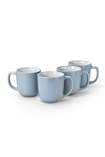 Cuisine Art Stoneware IVY 4PCS Mug Set | 420 ML Blue Coffee Mug Set