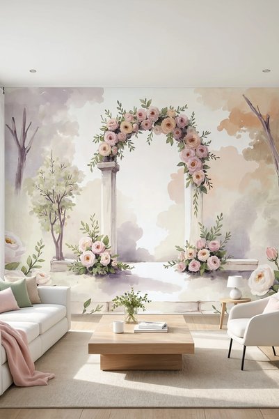 dreamwall Bahçenin Unutulmuş Kapısı- Gül Sarmaşıklı Sütun Desenli Tek Parça T...