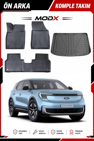 MODxAUTO Ford Explorer 2024 Sonrası ELEKTREİKLİ 5D Havuzlu Paspas+ 3D Bagaj H...