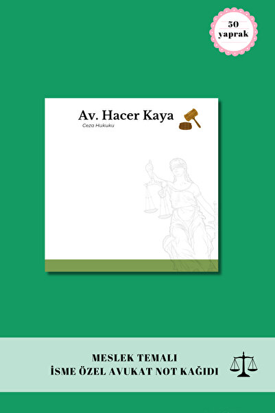 pnkycrco 10x10 cm Avukat Temalı İsme Özel Not Kağıdı Bloknot Notepad 50 yaprak