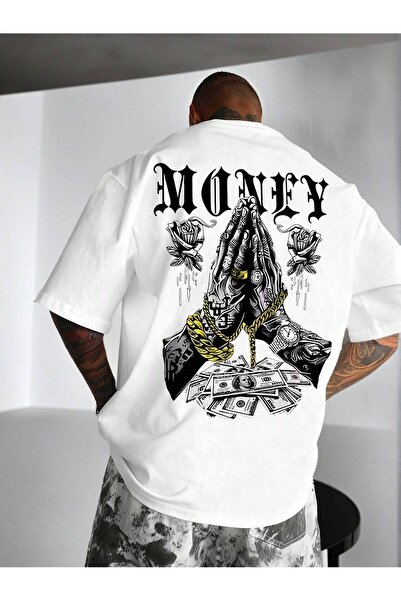 SVART WEAR Money Printed Oversize Boxy Cut Unisex 100% Cotton Tshirt (190 Gsm)