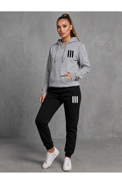 MEİS CLOTHES Hooded Tracksuit 2-Piece Combination Seasonal Men-Women Unisex 3...