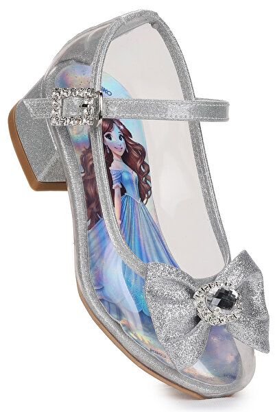 Kiko Asel Kız Çocuk Simli Topuklu Abiye Şeffaf Ayakkabı