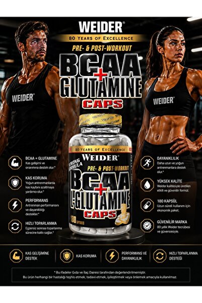 Weider Bcaa Glutamine Pre Post workout – 180 caps