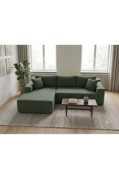 FiberraHomeTekstil Fitilli Kadife Köşe Koltuk Modern ve Minimal Lego Tasarım