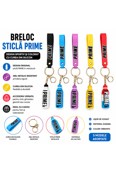 OEM Breloc Sticlă PRIME cu Curea din Silicon și Inel Metalic, 5 Culori Asortate