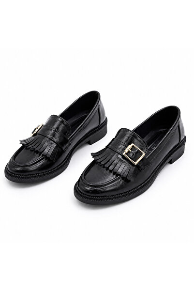 PATRON SHOES Women's Tasseled Buckle Loafer Shoes Daily Stylish Classic Model