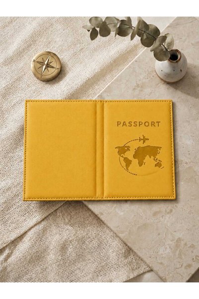 EFE DERİ Pasaport Kılıfı - Pasaport Kabı - Sarı