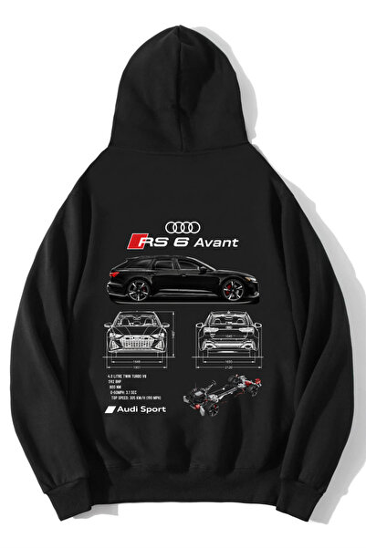 BRZ COLLECTION Ουνισέξ Φούτερ με κουκούλα RS6 Audi RS6 σε μεγάλο μέγεθος, Μαύρο