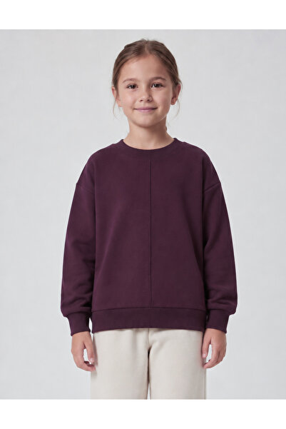 OrganicKid Dusty Rose Kız Çocuk Bordo Dikişli Sweatshirt