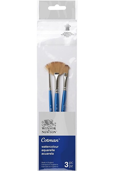 Winsor Newton فرشاة كوتمان بمقبض قصير من وينسور اند نيوتن، مجموعة من 3 فرش شع...