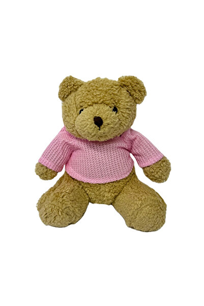 velve Beige teddy bear with pink blouse, 17cm