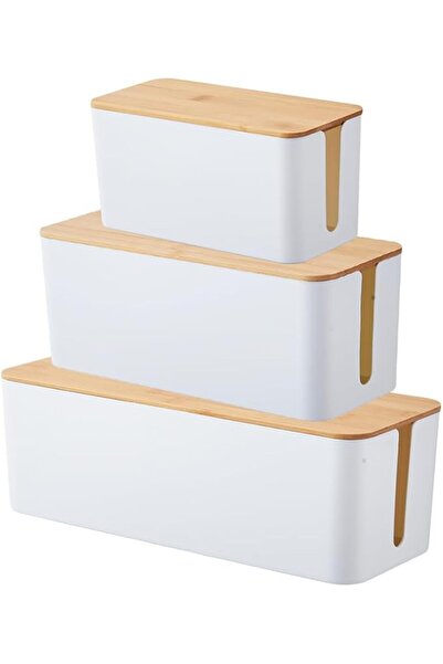 Generic Cable Management Box Desk Organizer with 3 Cable Slots Hide Cords Pow...